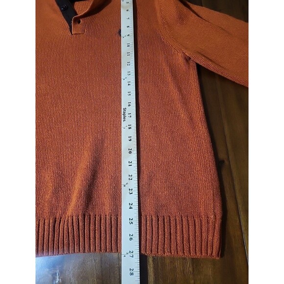 Ralph Lauren Chaps Mens M Henley Pullover Knit Sweater Academia- Dad Elbow Patch - Picture 9 of 11